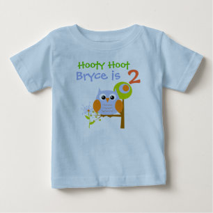 Blue Boy Owl Personalised Birthday T-shirt