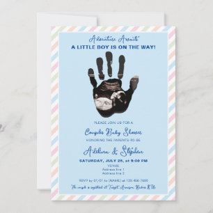Blue Boy Pastel Ultrasound Couples Baby Shower Invitation