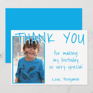 Blue Boy Photo Birthday  Thank You Card