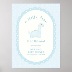 Blue Boy Prehistoric Dinosaur Baby Shower Welcome Poster