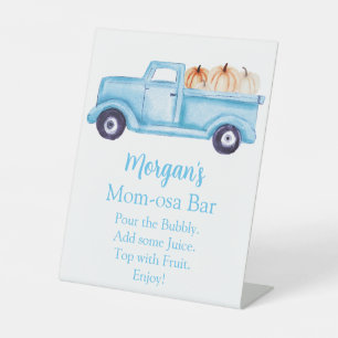Blue Boy Pumpkin Baby Shower Mum-osa Bar Pedestal Sign