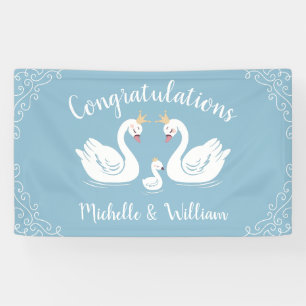 Blue Boy Swan Baby Shower Banner