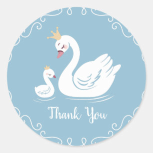 Blue Boy Swan Baby Shower Classic Round Sticker