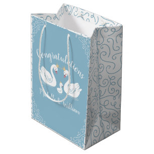 Blue Boy Swan Baby Shower Medium Gift Bag