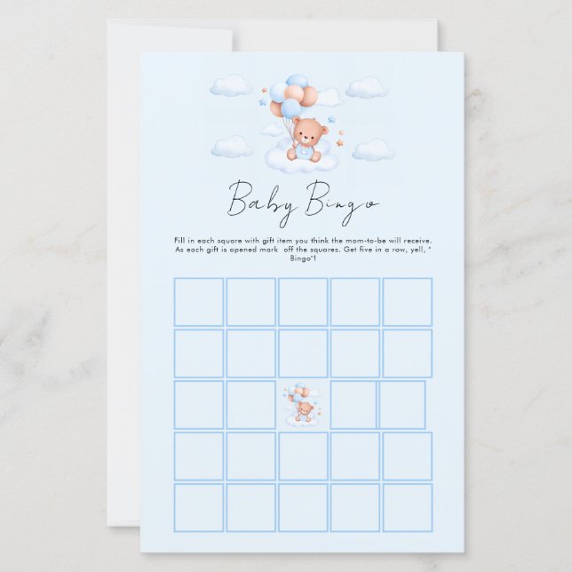 Blue Boy Teddy Bear Baby Shower (Front)