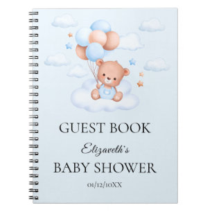 Blue Boy Teddy Bear Baby Shower Notebook