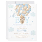Blue Boy Teddy Bear Hot Air Balloon Baby Shower