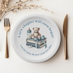 Blue Boy Teddy Bear Personalised Baby Shower  Paper Plate<br><div class="desc">Blue Boy Teddy Bear Personalised Baby Shower Paper Plates</div>