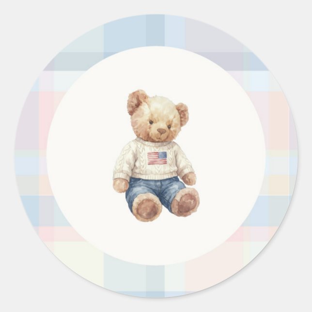 Blue boy teddy bear sticker (Front)