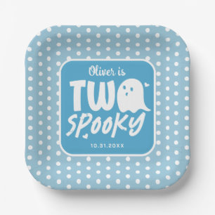 Blue Boy Two Spooky Halloween 2nd Birthday Paper Plate