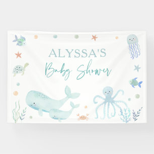 Blue Boy Under the Sea Baby Shower Banner
