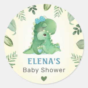 Blue Boy Wild Dinosaur Dino Baby Shower Sprinkle Classic Round Sticker