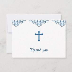 Blue Boys Baptism/Christening Thank You Card