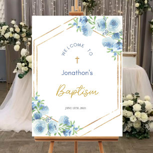 Blue Boys Baptism Welcome sign