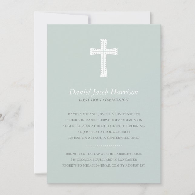 Blue Boys First Communion Invitation (Front)
