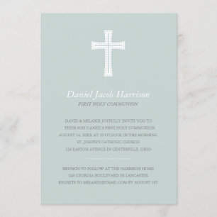 Blue Boys First Communion Invitation