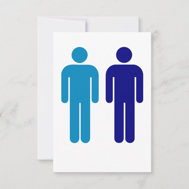 Blue Boys Gay Wedding LGBTQ Thank You Card (Front)