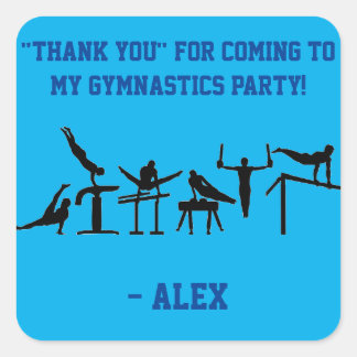 Blue BOYS Gymnastics "Thank You" Party Stickers