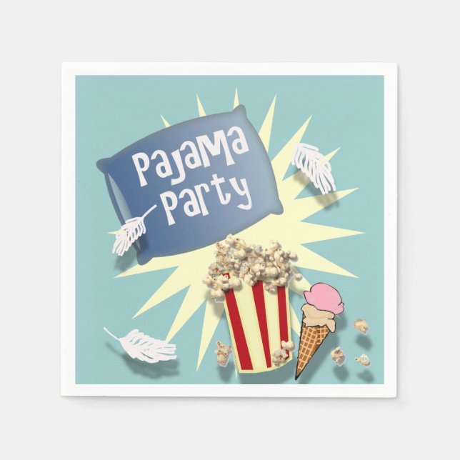 Blue Boys Sleepover Pajama Party napkin (Front)