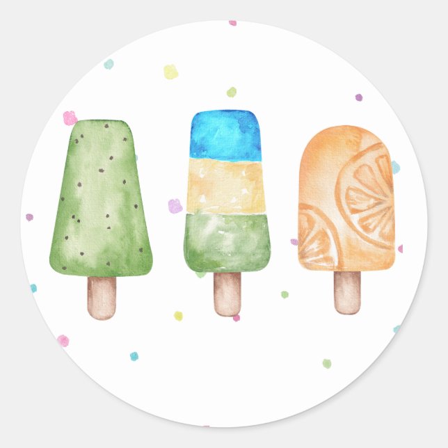 Blue Boys Summer Popsicle Birthday Envelope Seal (Front)