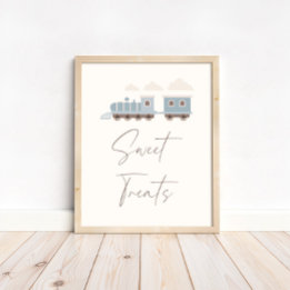Blue Boys Train Birthday Sweets and Treats Sign