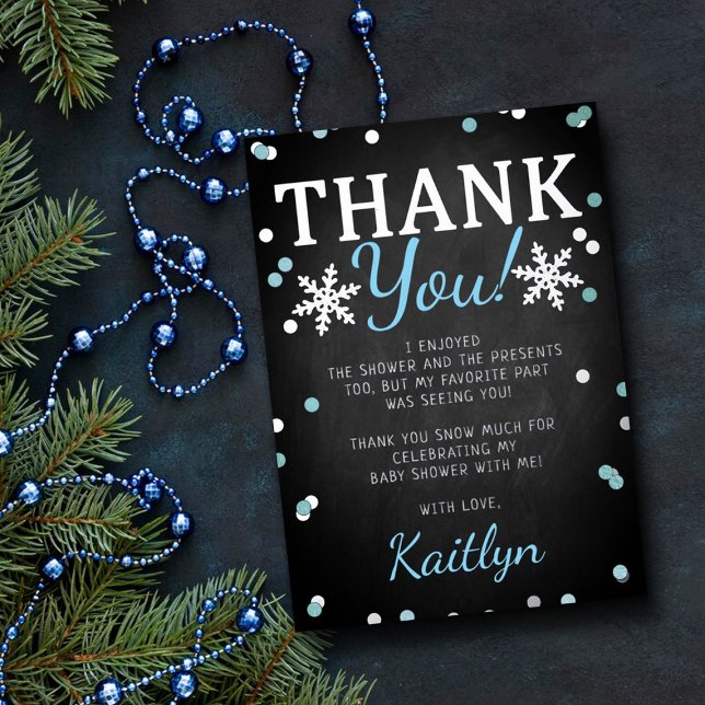 Blue Boy's Winter Christmas Baby Shower Thank You (Creator Uploaded)