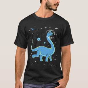 Blue Brachiosaurus Dinos In Space T-Shirt