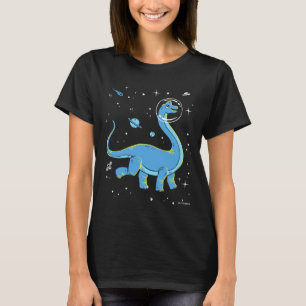 Blue Brachiosaurus Dinos In Space T-Shirt