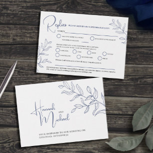 Blue branch meal option wedding event RSVP card