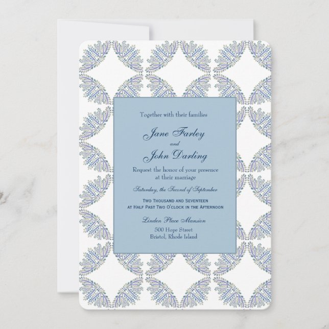 Blue Branches Wedding Invitation (Front)