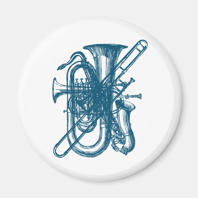 Blue Brass & Sax Magnet (Front)