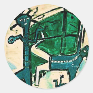 BLUE BREAK DANCERS CLASSIC ROUND STICKER