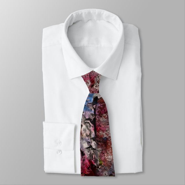 Blue Brick and Blossoms Regular Tie (Tied)