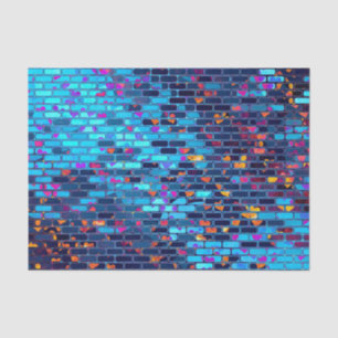 Blue Brick and Heart Shimmer Pattern Tissue Paper