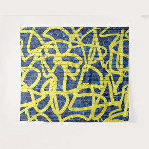 Blue Brick Graffiti Hip Hop Party Photo Backdrop Tapestry