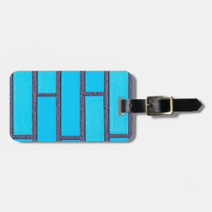 blue brick luggage tag