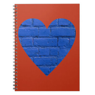 Blue Bricks on Red Heart Notebook