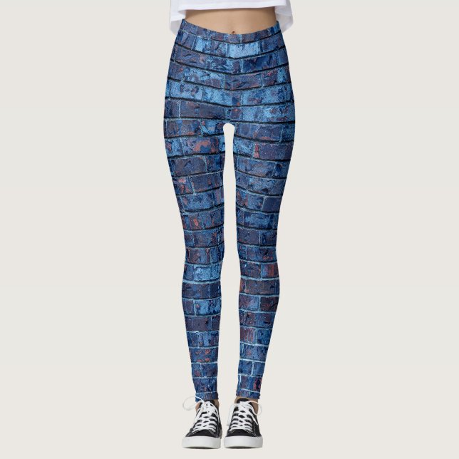 Blue Bricks Pattern Leggings (Front)