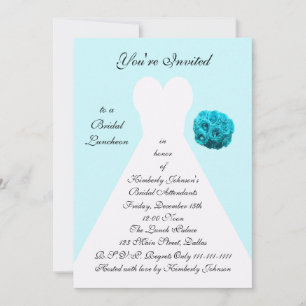 Blue Bridal Luncheon Invitation -- Bridal Gown