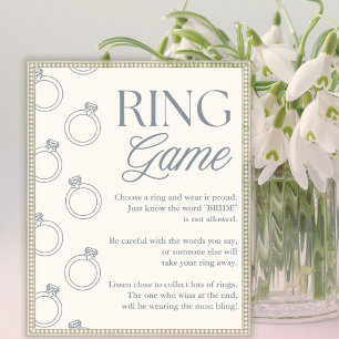 Blue Bridal Shower Don't Say Bride Ring Game Sign