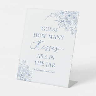 Blue Bridal Shower Guess How Many Kisses Pedestal Sign