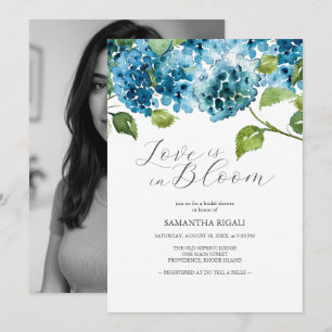 Blue Bridal Shower Invitations Hydrangea