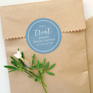 Blue Bridal Shower Minimalist Calligraphy Script Classic Round Sticker