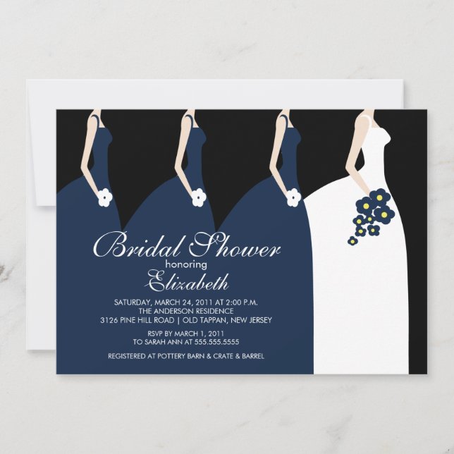 Blue Bride Bridesmaids Bridal Shower Invitation (Front)