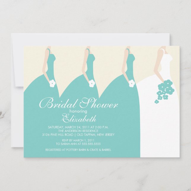 Blue Bride Bridesmaids Bridal Shower Invitation (Front)