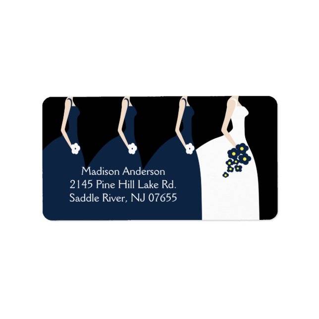 Blue Bride & Bridesmaids Return Address Label (Front)