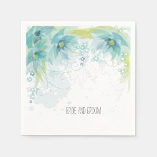 Blue Bride Groom Floral Wedding Napkin