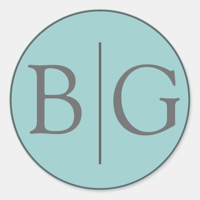 Blue Bride Groom Monogram Wedding Favour Classic Round Sticker (Front)