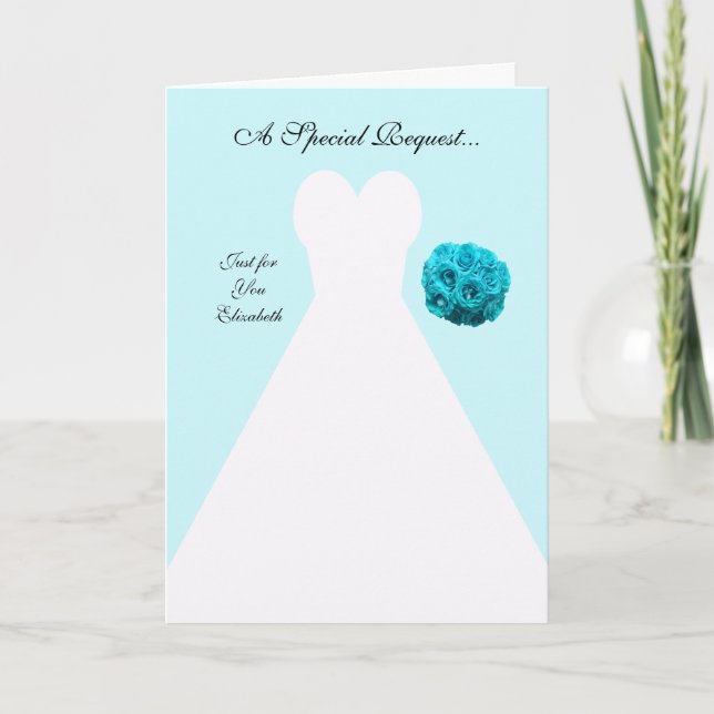 Blue Bridesmaid Invitation Card -- Bridal Gown (Front)