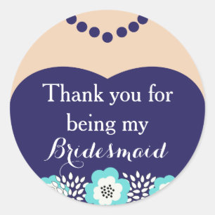 Blue Bridesmaid Wedding Thank You Stickers